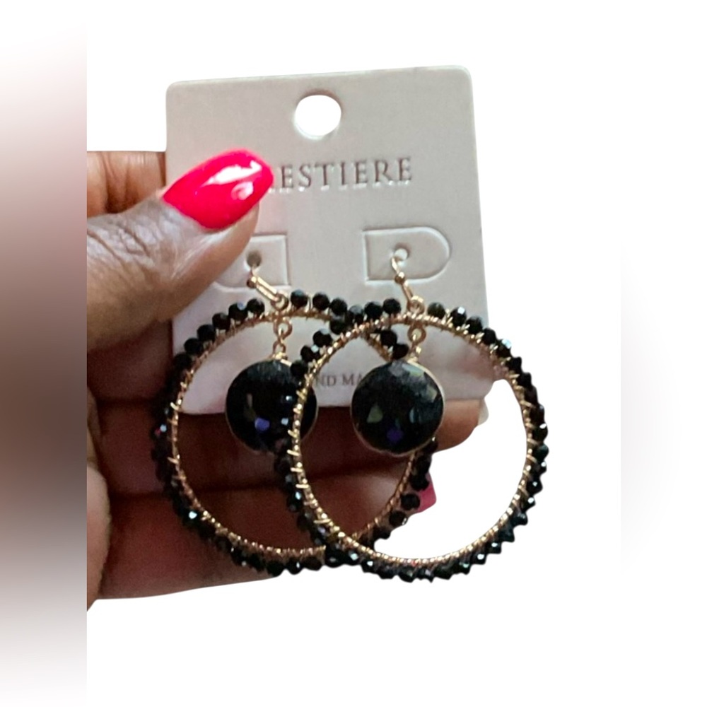 Bollywood Black & Goldtone Earrings NWT